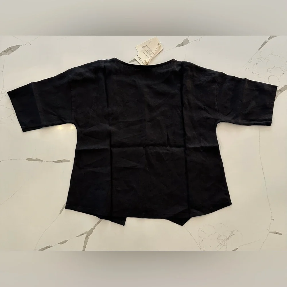 NWT Chalet et Cici Black Linen Elysia Top - Size Small - Picture 8 of 9
